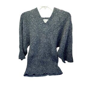 Kenji Wool Blend Knit Sweater Womens Medium Grey Hooded